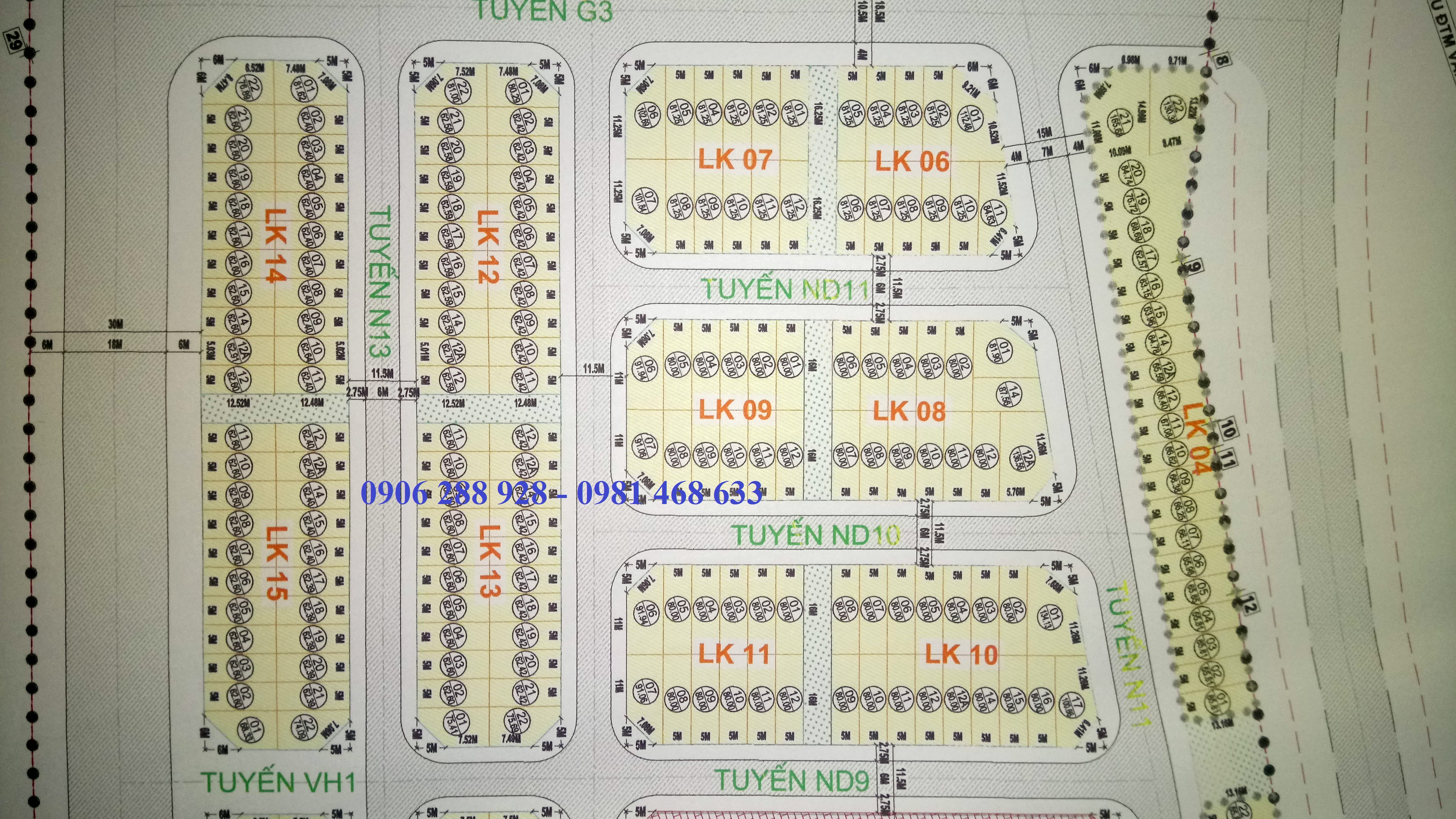 Phân lô LK6, LK7, LK8, LK9, LK10, LK 11 dự án Phú Lương
