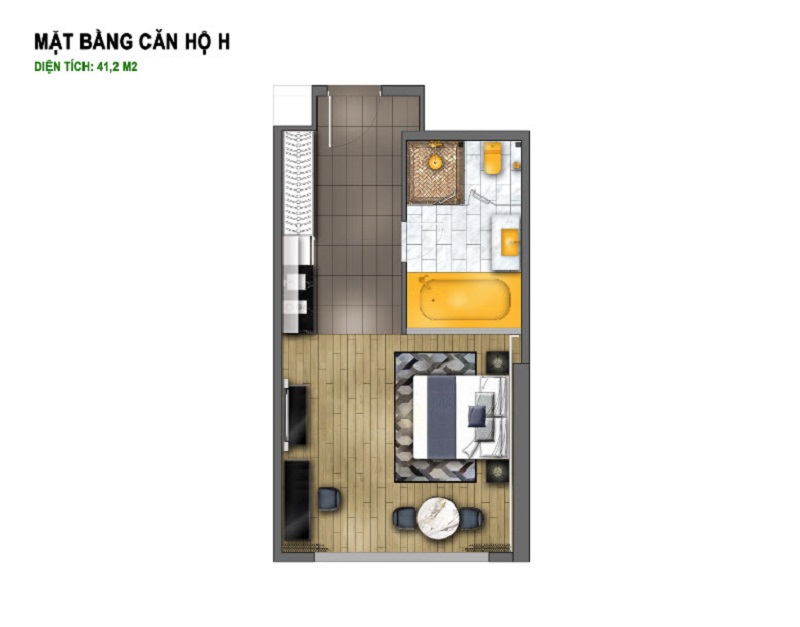 Thiết kế căn hộ H diện tích 41,2 m2