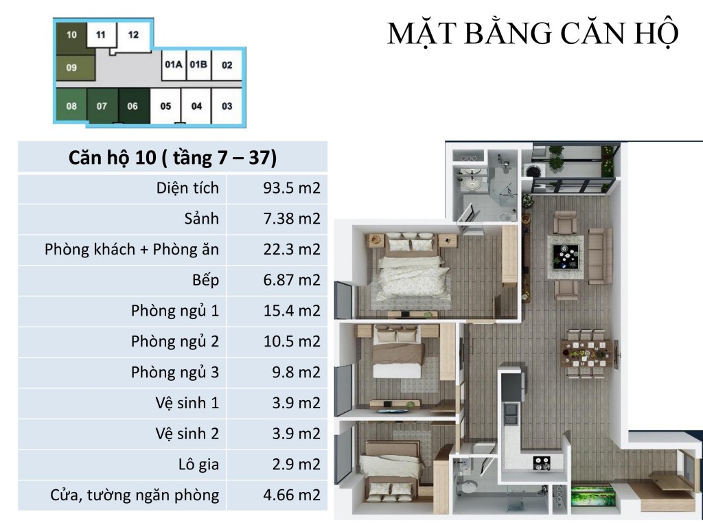 Thiết kế căn hộ 10 ( tầng 7 - 37)
