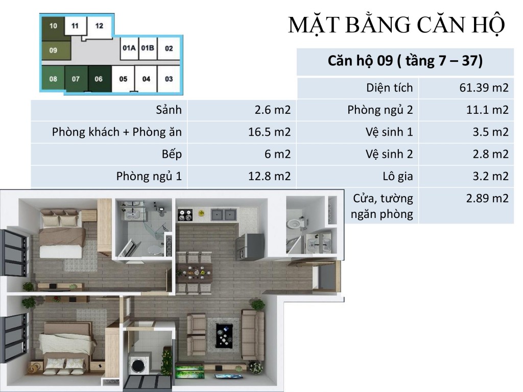 Thiết kế căn hộ 9 ( tầng 7 - 37)