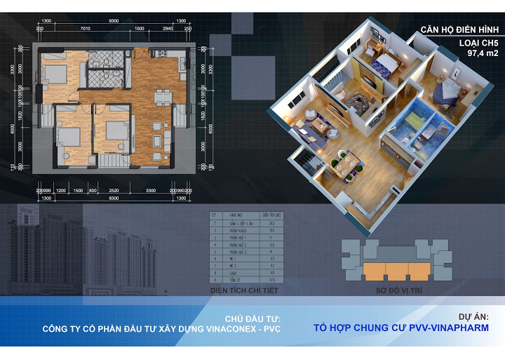 Thiết kế căn hộ CH5 - 97,4 m2