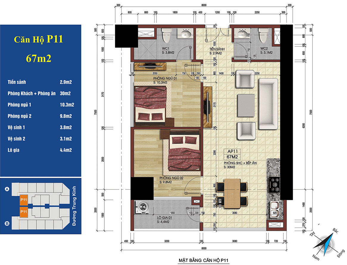 Thiết kế căn hộ P11 chung cư 219 trung kính