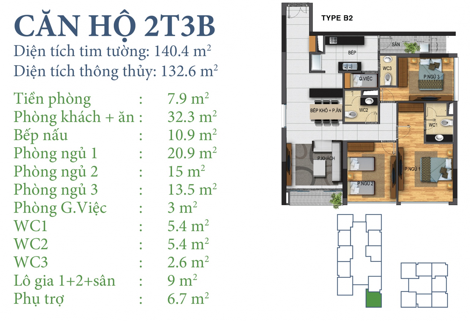 Tòa N03T3 – căn 2-T3B, S= 132,6m2 , Cửa: Bắc, BC: Đông – Nam – Tây