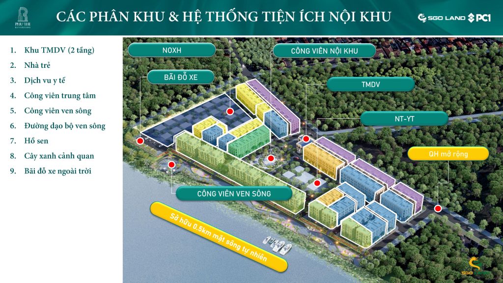 Phân khu và hệ thống tiện ích nội khu dự án Tháp vàng Phú Thị 