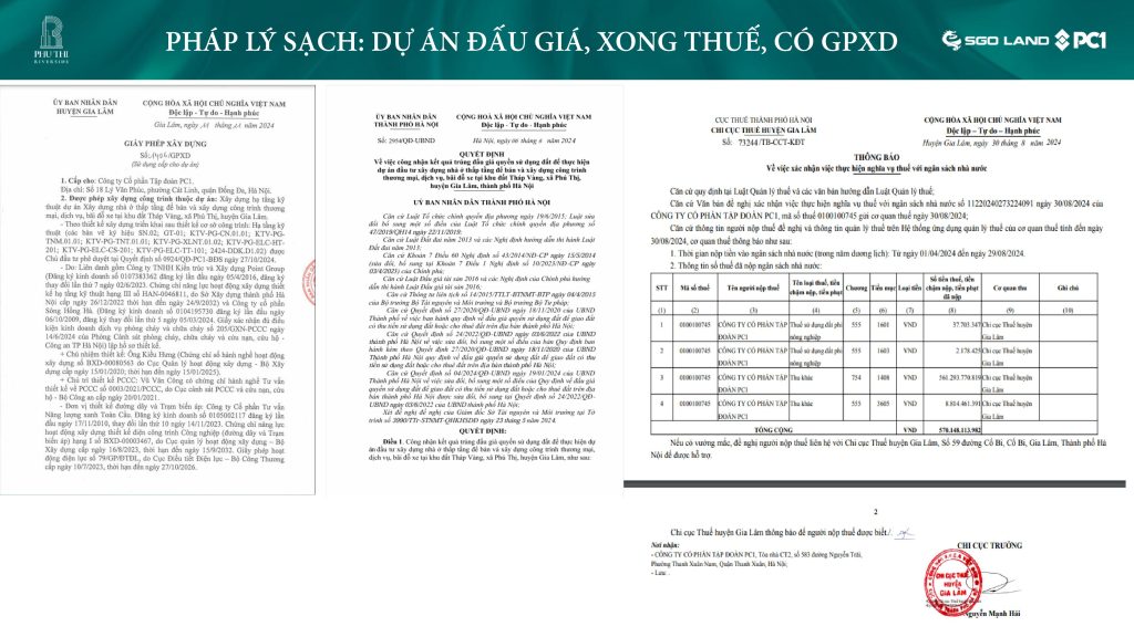 Pháp lý dự án Phú Thị Tháp Vàng rất đầy đủ