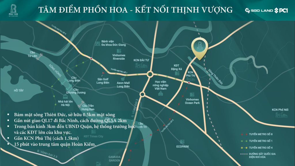 Vị trí dự án Tháp Vàng - Phú Thị Riverside